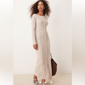 A&F Cream Ribbed Maxi Dress